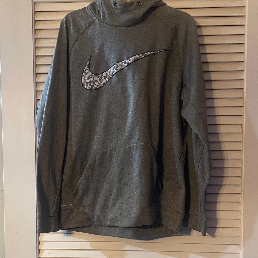 Nike Dark Gray Hoodie with Patterned Swoosh